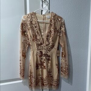 Revolve Gold Sequin Long Sleeve Dress